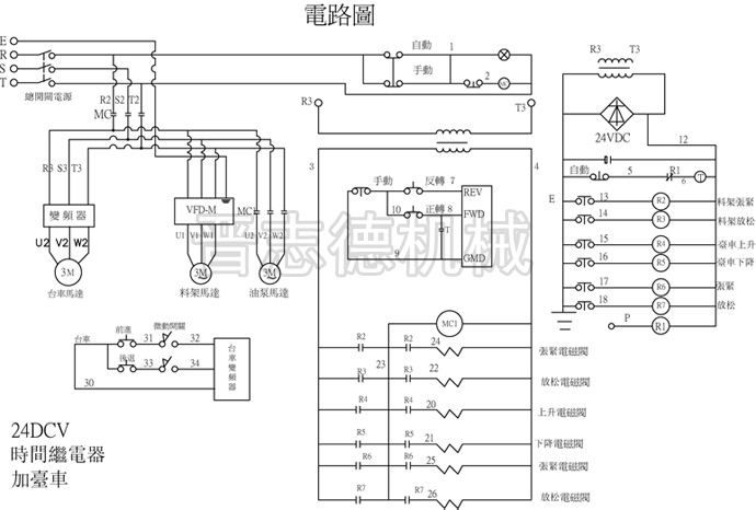 配臺(tái)車重型材料架電路圖